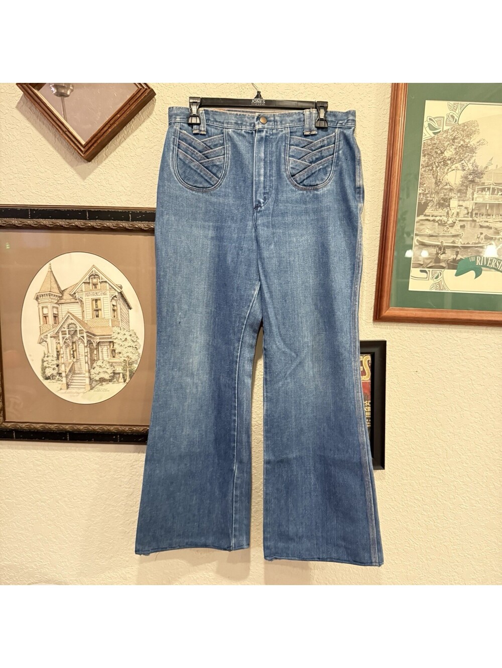 Vintage 70s RARE Wrangler High Rise Flare Bell Bottom Denim Jeans Size 32x29 USA